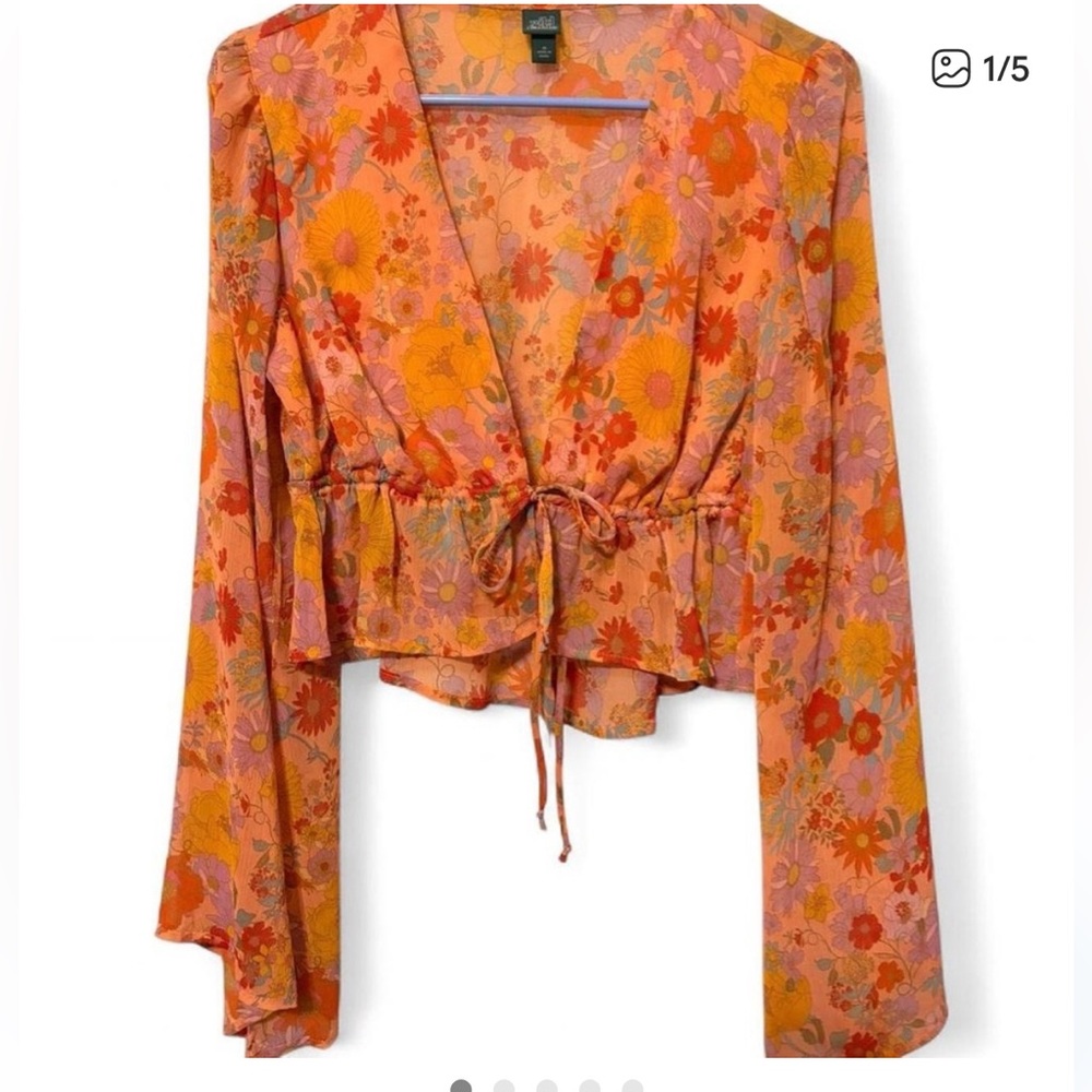 Boho Floral Tie-Front Blouse